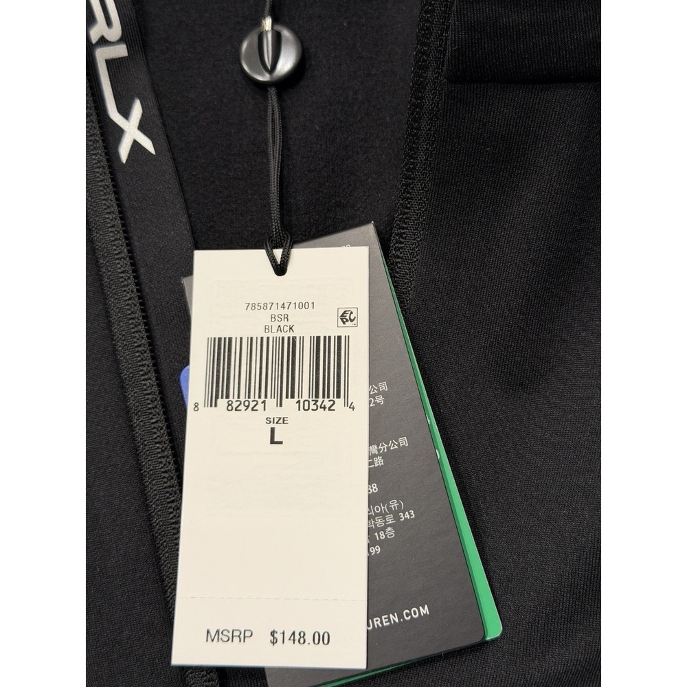RLX Ralph Lauren Mens Quarter Zip Pullover Black Large Chest Zip Pocket NWT - Picture 3 of 13